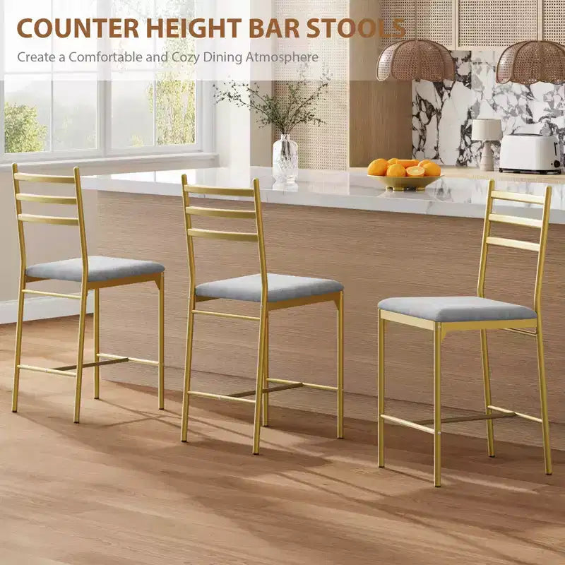 Set of 2/4 Counter Height Bar Chair with Back, Thick Cushion and Upholstered for Kitchen Island, Counter Bar