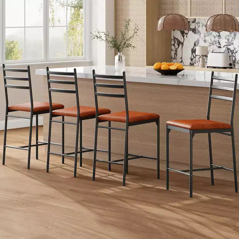 Set of 2/4 Counter Height Bar Chair with Back, Thick Cushion and Upholstered for Kitchen Island, Counter Bar