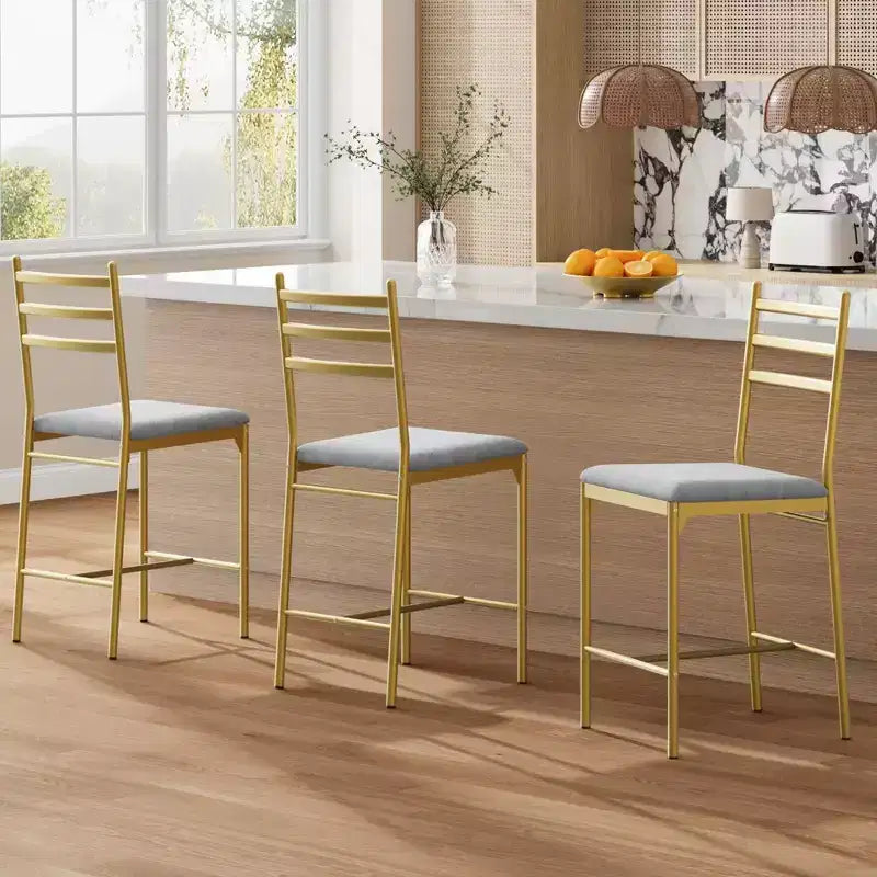 Set of 2/4 Counter Height Bar Chair with Back, Thick Cushion and Upholstered for Kitchen Island, Counter Bar