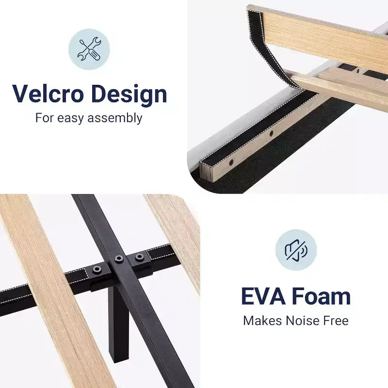 Allewie Velvet Upholstered Bed with Wooden Slats, No Box Spring Needed, Easy Assembly, White