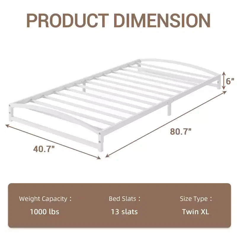 Twin Size Bed Frame,6 Inch Metal Platform Low Bed Frame Twin, Easy AssemblyNo Box Spring Needed, Noise Free