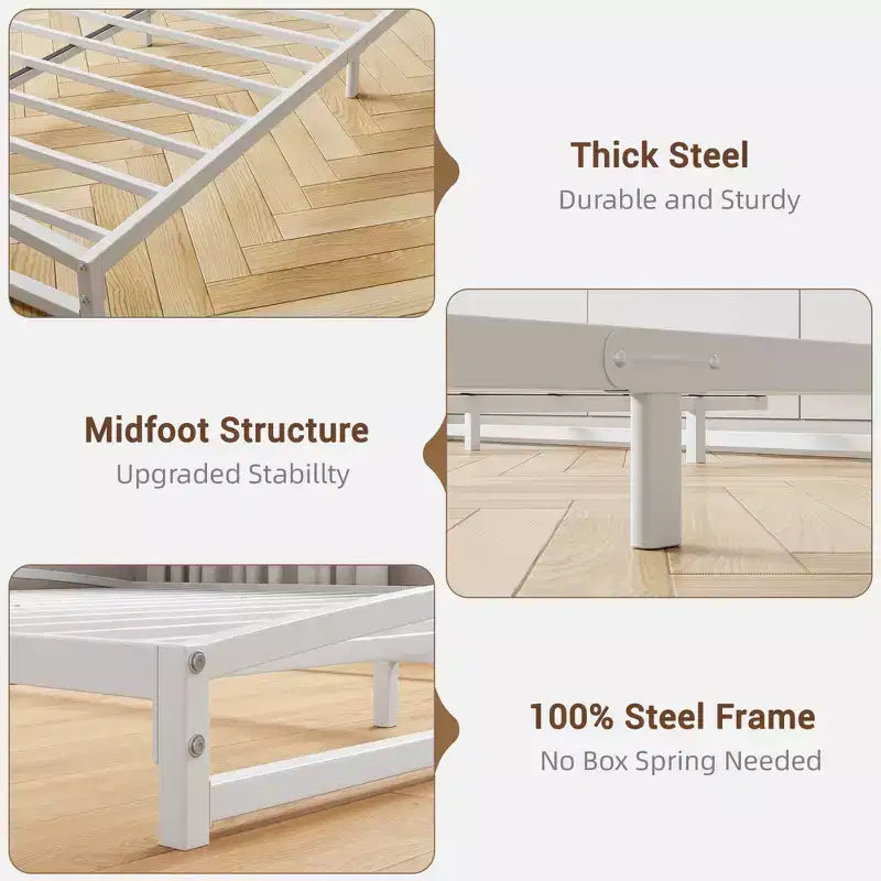 Twin Size Bed Frame,6 Inch Metal Platform Low Bed Frame Twin, Easy AssemblyNo Box Spring Needed, Noise Free