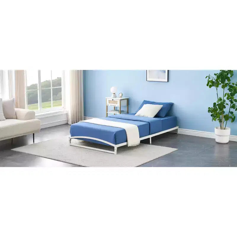 Twin Size Bed Frame,6 Inch Metal Platform Low Bed Frame Twin, Easy AssemblyNo Box Spring Needed, Noise Free
