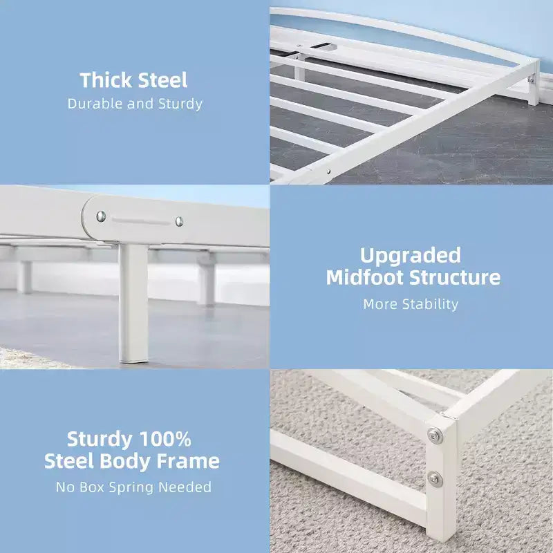 Twin Size Bed Frame,6 Inch Metal Platform Low Bed Frame Twin, Easy AssemblyNo Box Spring Needed, Noise Free
