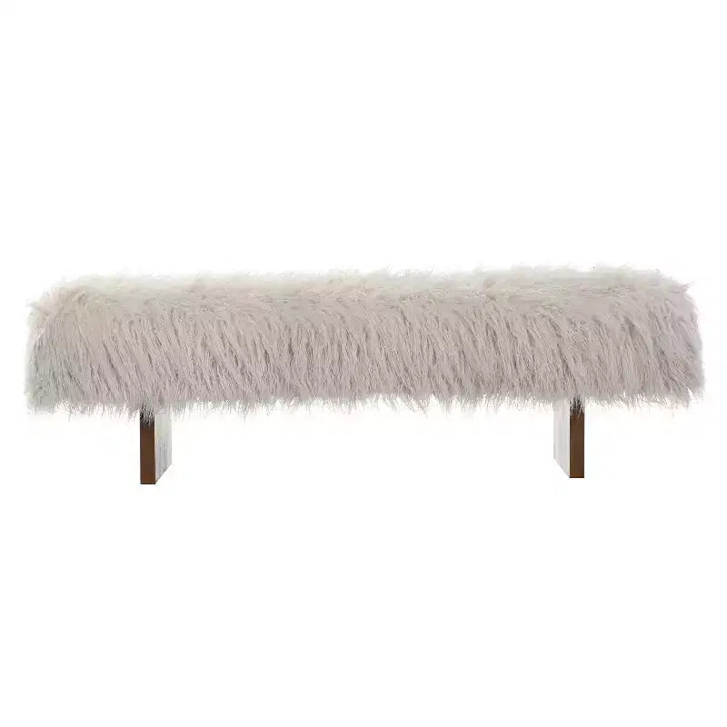 Christopher Knight Home Elara Modern Long-Haired Faux Wool Upholstered Bench