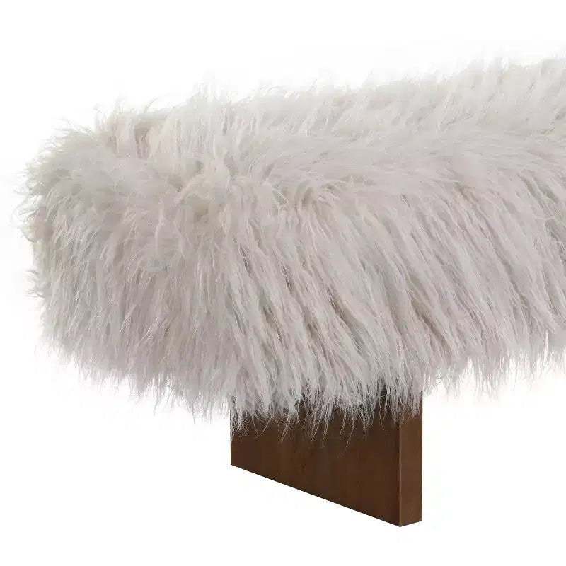 Christopher Knight Home Elara Modern Long-Haired Faux Wool Upholstered Bench