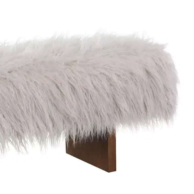 Christopher Knight Home Elara Modern Long-Haired Faux Wool Upholstered Bench