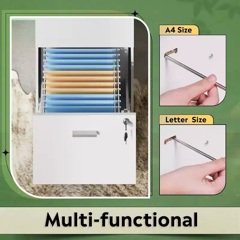 DEXYLLO 4-Drawer Vertical File Cabinet with Lock - Wood Storage Organizer for Home Office, Fits A4/Letter Size Files