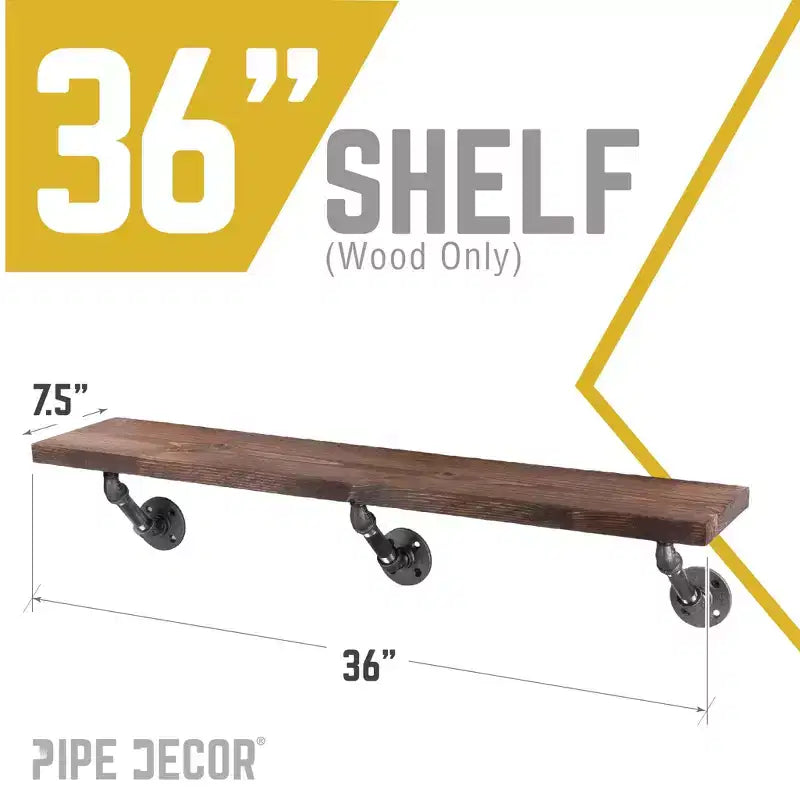 RESTORE Trail Brown 36 in. Wood Shelf (Wood Only) by Pipe Decor