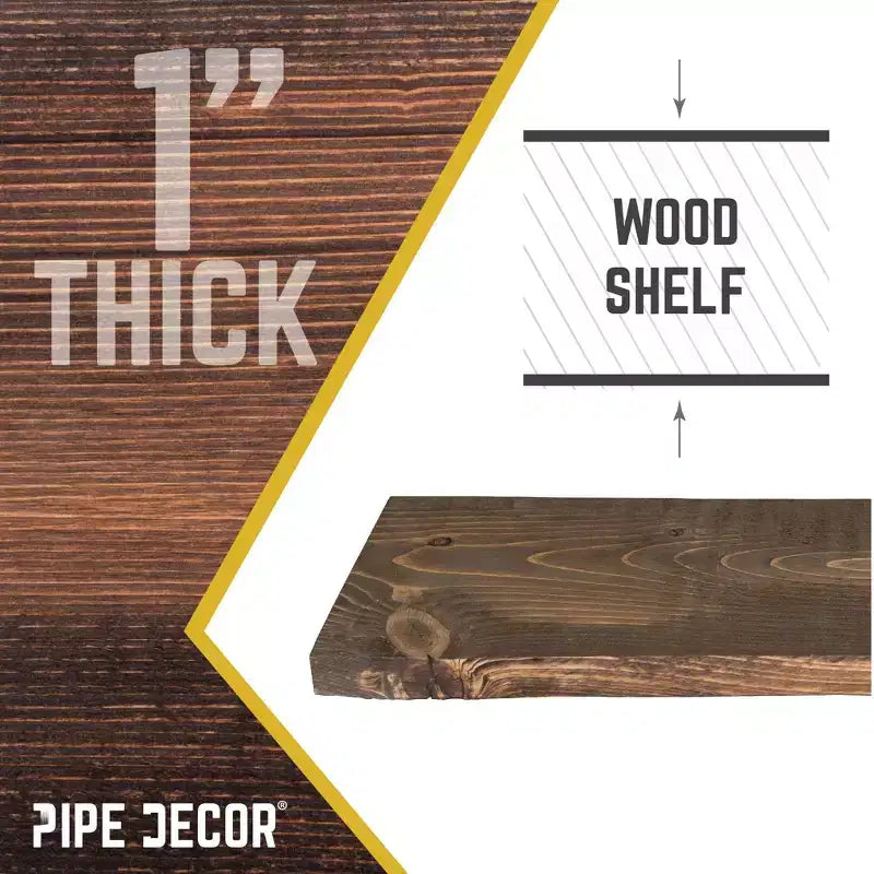 RESTORE Trail Brown 36 in. Wood Shelf (Wood Only) by Pipe Decor