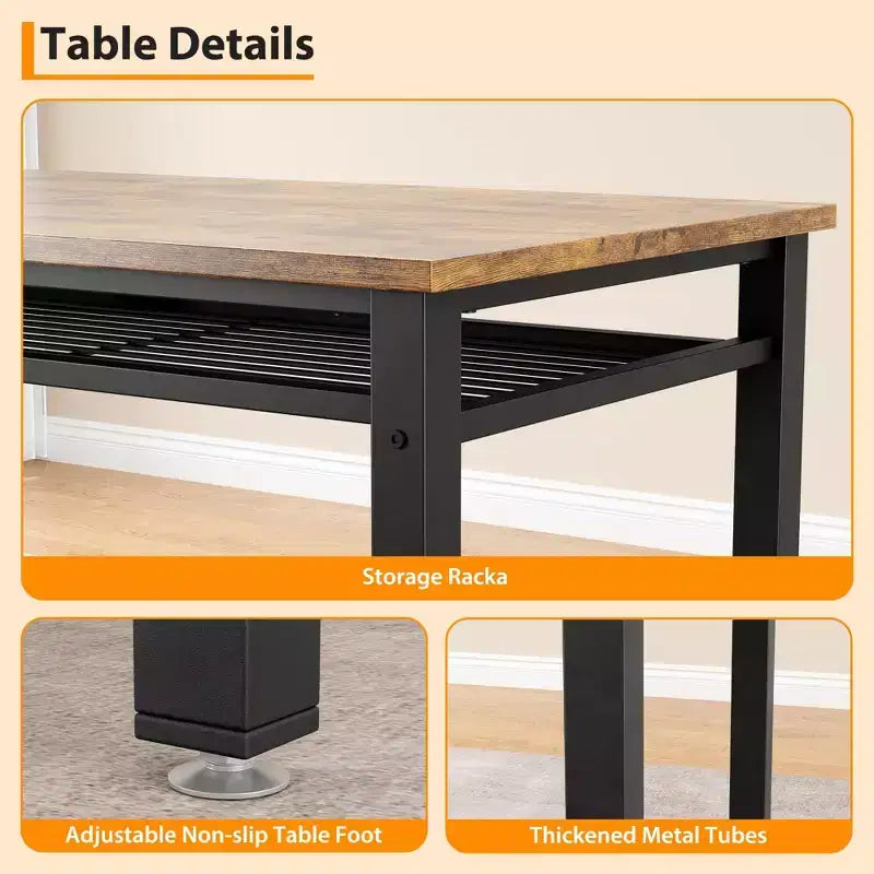 Modern Kitchen Table Chairs Set for 4,with Bench and Chairs,Kitchen Table Set with Storage Rack for Dining Room/Farmhouse/Kitchen/Apartment