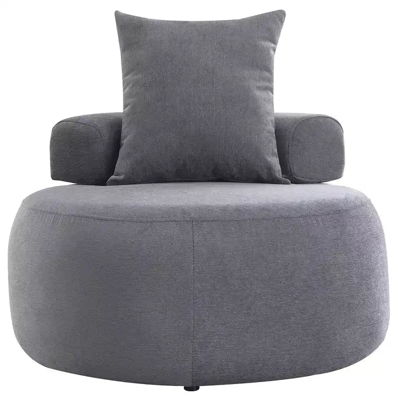 32 Modern Round Chair, Single Lounge Chaise Upholstered Sofa Bed, Chenille Bean Bag Chiar with Pillows for Living Room, Bedroom, Apartment, Reading
