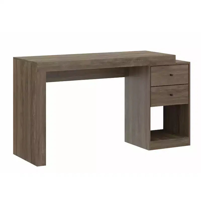 Okak 47.5IN Modern Expandable Home Office Desk, Computer Desk with 2 Drawers and 1 Shelf, Writing Desk for Reading Room, Study