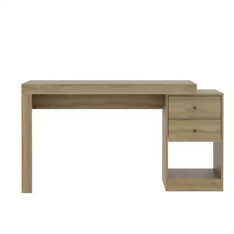 Okak 47.5IN Modern Expandable Home Office Desk, Computer Desk with 2 Drawers and 1 Shelf, Writing Desk for Reading Room, Study