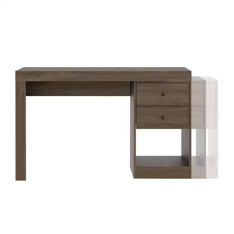 Okak 47.5IN Modern Expandable Home Office Desk, Computer Desk with 2 Drawers and 1 Shelf, Writing Desk for Reading Room, Study