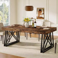 Lantine 63'' dining Table for 4-6, Kitchen Table with Sturdy Metal Legs, Rectangular Dinner Furniture for Living Room, Rustic Brown & Black