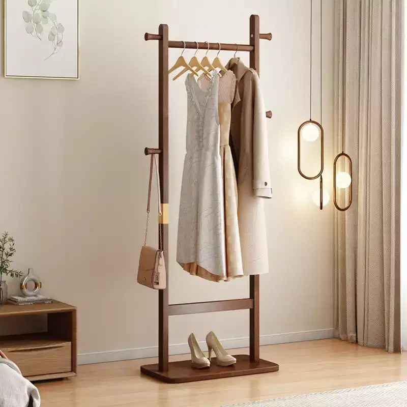 Wooden Valet Stand for Men Women, Clothing Rack with Drawer,Coat Hanger,Tray Organizer,Necktie Bar,Shoe Shelf, Suit Valet for Bedroom Office Entryway