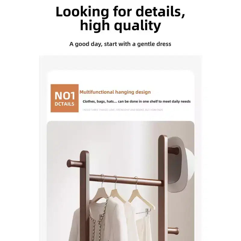 Wooden Valet Stand for Men Women, Clothing Rack with Drawer,Coat Hanger,Tray Organizer,Necktie Bar,Shoe Shelf, Suit Valet for Bedroom Office Entryway