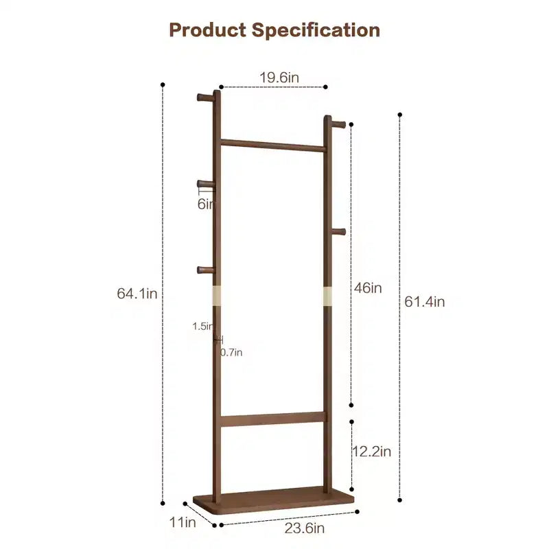 Wooden Valet Stand for Men Women, Clothing Rack with Drawer,Coat Hanger,Tray Organizer,Necktie Bar,Shoe Shelf, Suit Valet for Bedroom Office Entryway