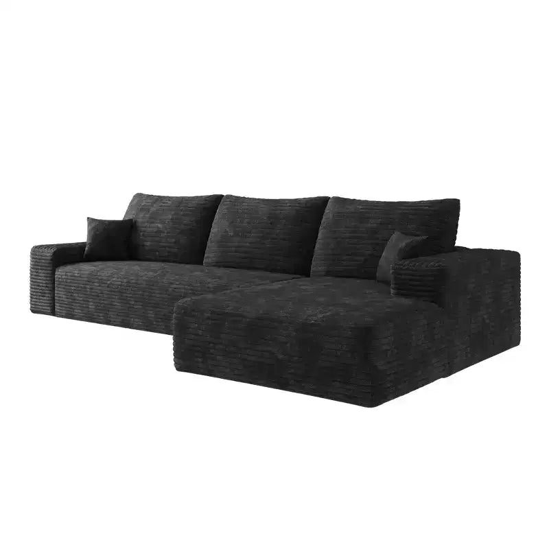 MAYEERTY 107 Cloud L-Shape Sofa - 107 L-Shape, Corduroy, Deep Seat, No Assembly, for Living Room/Bedroom