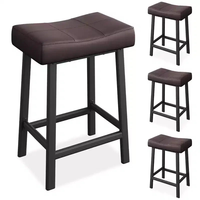 GustoWave Bar Stools Set of 4 , 24 Counter Height Upholstered Padded Barstools with Curved Surface, for Kitchen Island, Home Bar