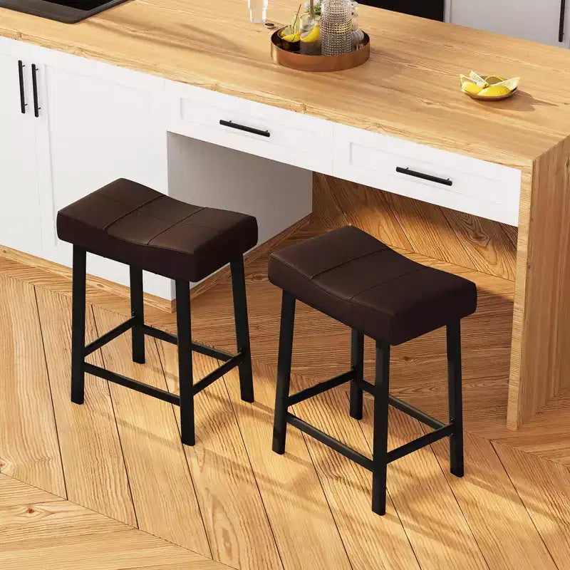 GustoWave Bar Stools Set of 4 , 24 Counter Height Upholstered Padded Barstools with Curved Surface, for Kitchen Island, Home Bar