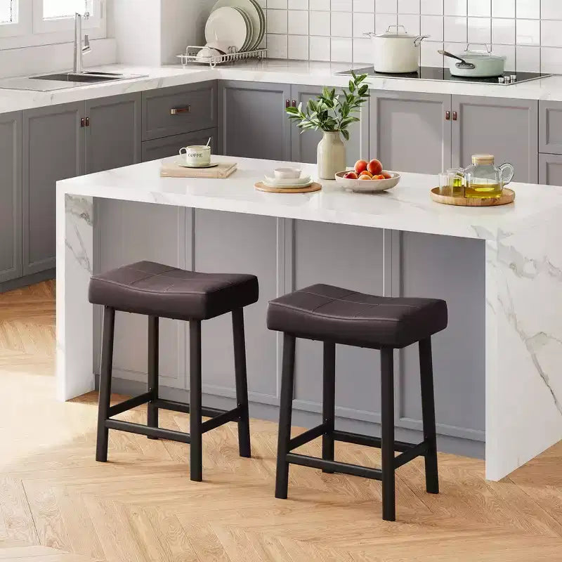 GustoWave Bar Stools Set of 4 , 24 Counter Height Upholstered Padded Barstools with Curved Surface, for Kitchen Island, Home Bar