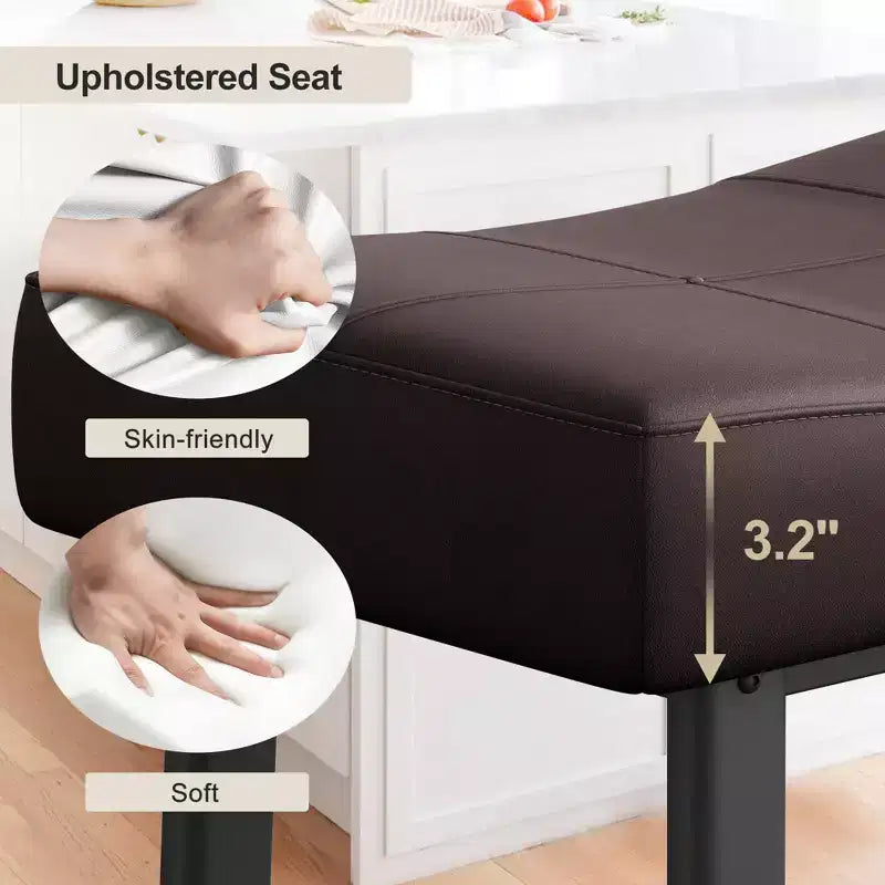 GustoWave Bar Stools Set of 4 , 24 Counter Height Upholstered Padded Barstools with Curved Surface, for Kitchen Island, Home Bar
