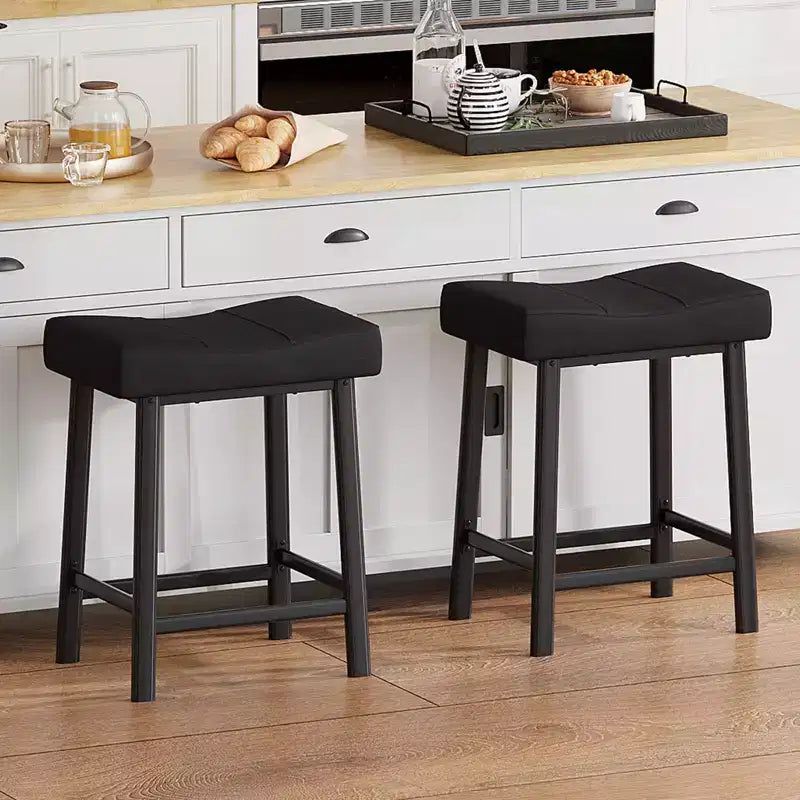 GustoWave Bar Stools Set of 4 , 24 Counter Height Upholstered Padded Barstools with Curved Surface, for Kitchen Island, Home Bar