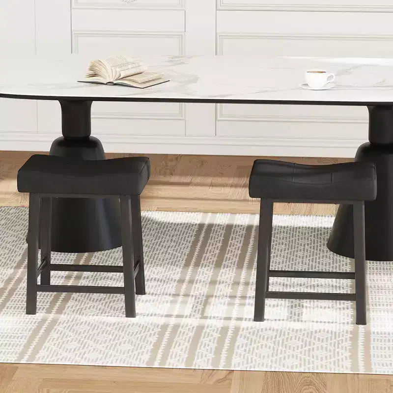GustoWave Bar Stools Set of 4 , 24 Counter Height Upholstered Padded Barstools with Curved Surface, for Kitchen Island, Home Bar