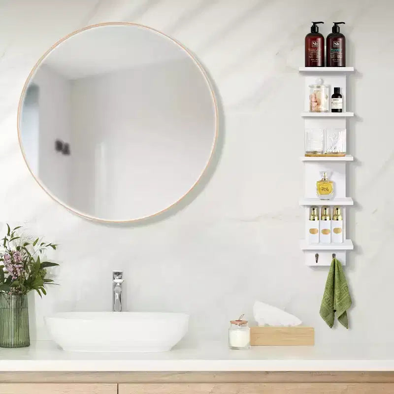 Sorbus 5 Tier Wall Mounted Floating Shelf Unit with Hooks - Home Decor and Storage Organizer