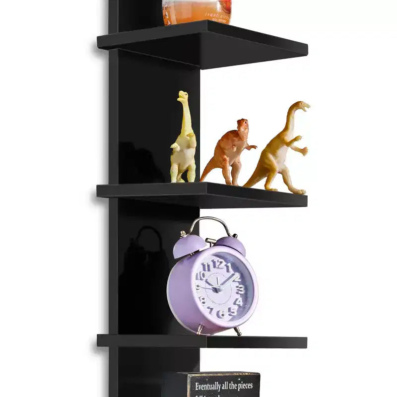 Sorbus 5 Tier Wall Mounted Floating Shelf Unit with Hooks - Home Decor and Storage Organizer