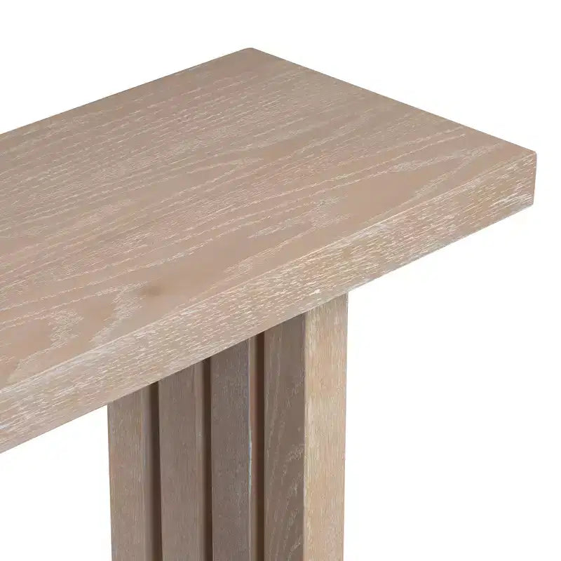 Clihome Modern Entryway Oak Veneer Console Table with Sculpted Sides, with Spacious Top for Living Room