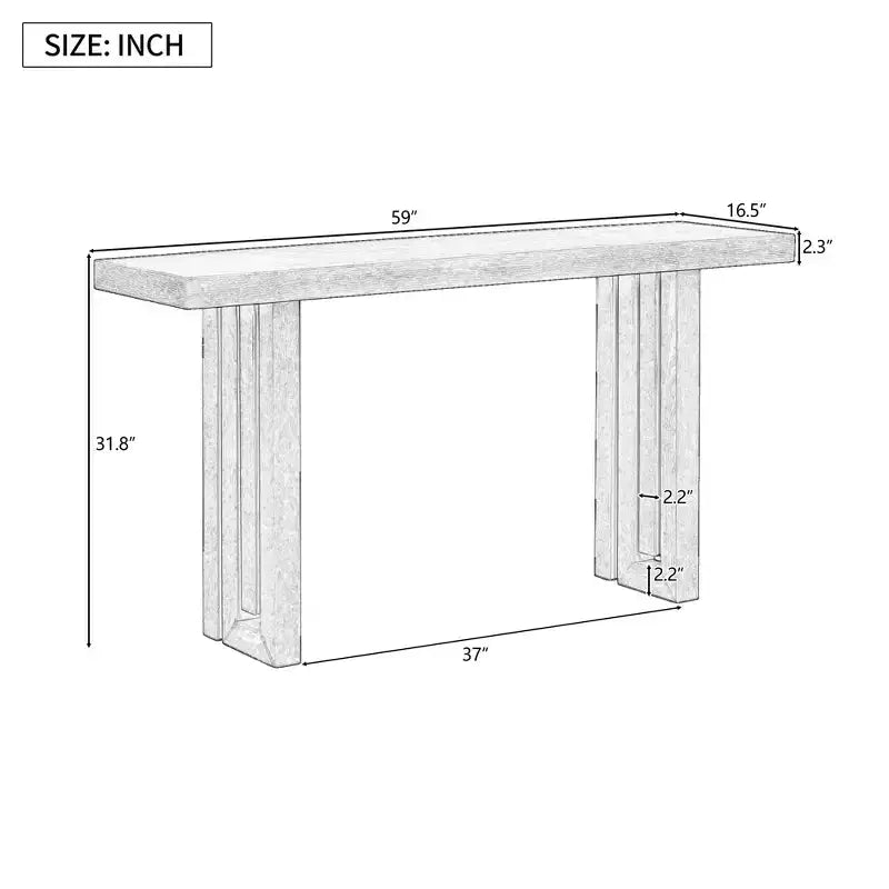 Clihome Modern Entryway Oak Veneer Console Table with Sculpted Sides, with Spacious Top for Living Room