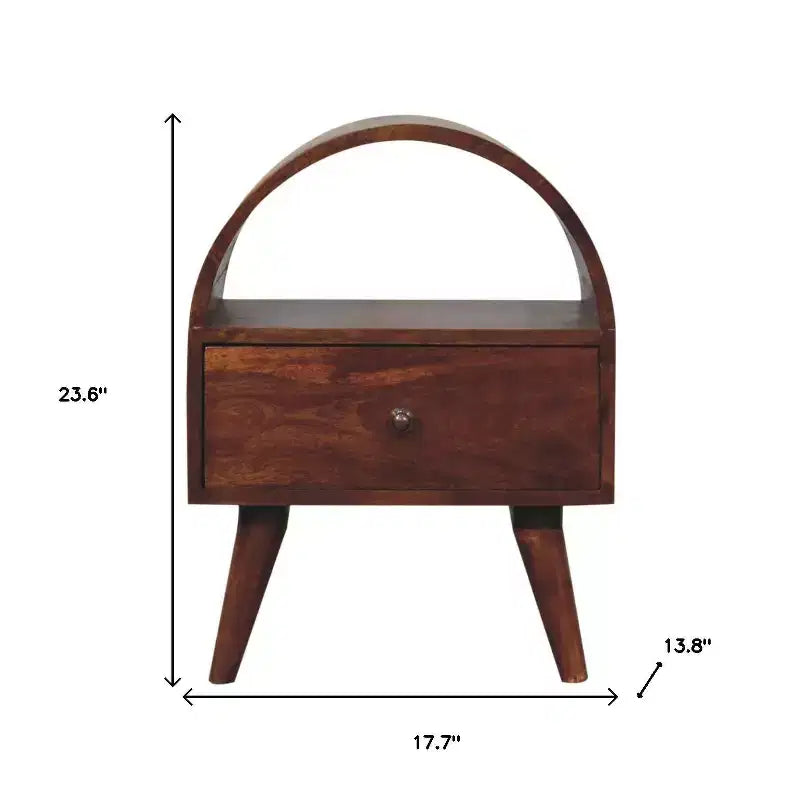 HomeRoots 24 Chestnut Solid Wood Oval Top One Drawer Nightstand