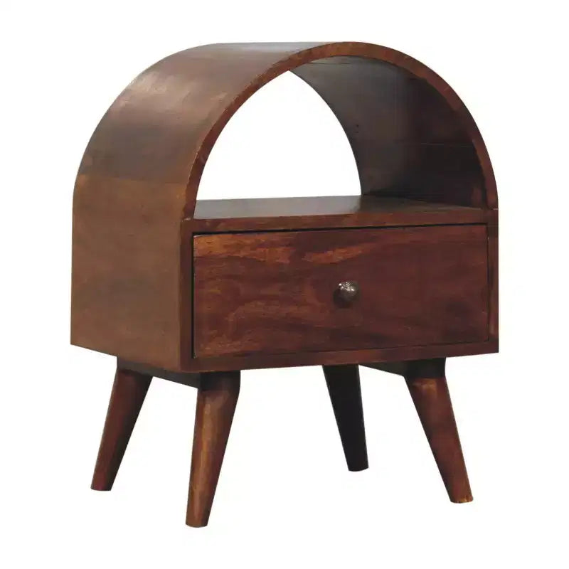 HomeRoots 24 Chestnut Solid Wood Oval Top One Drawer Nightstand