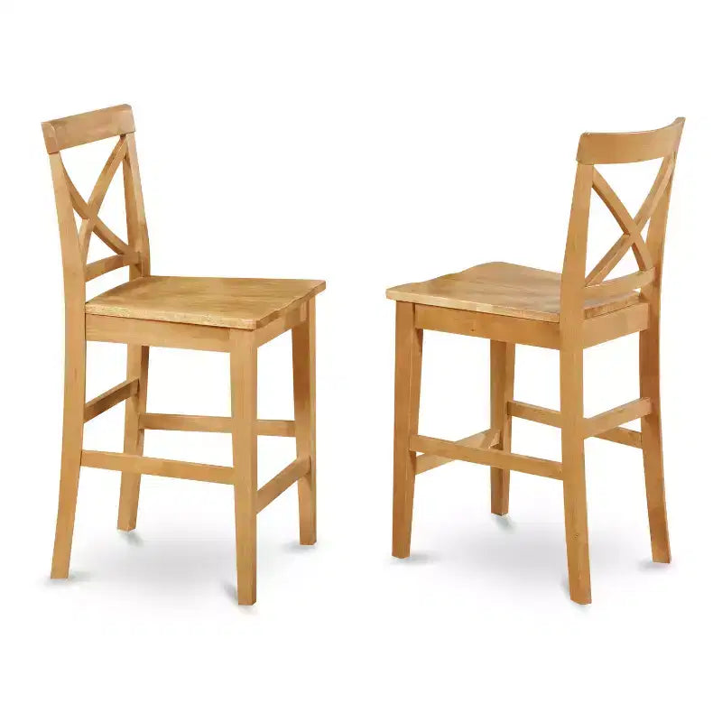 HomeStock 41.5 in.H Brown Finish High Back Wooden Counter Barstool in Rectangle Shape with Wood Unupholstered