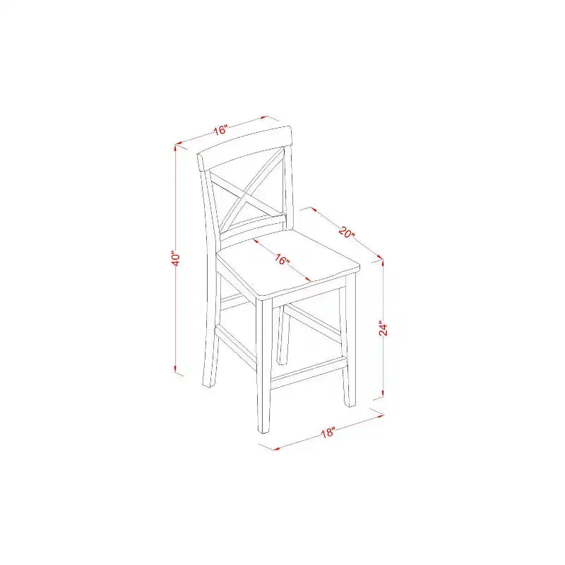 HomeStock 41.5 in.H Brown Finish High Back Wooden Counter Barstool in Rectangle Shape with Wood Unupholstered