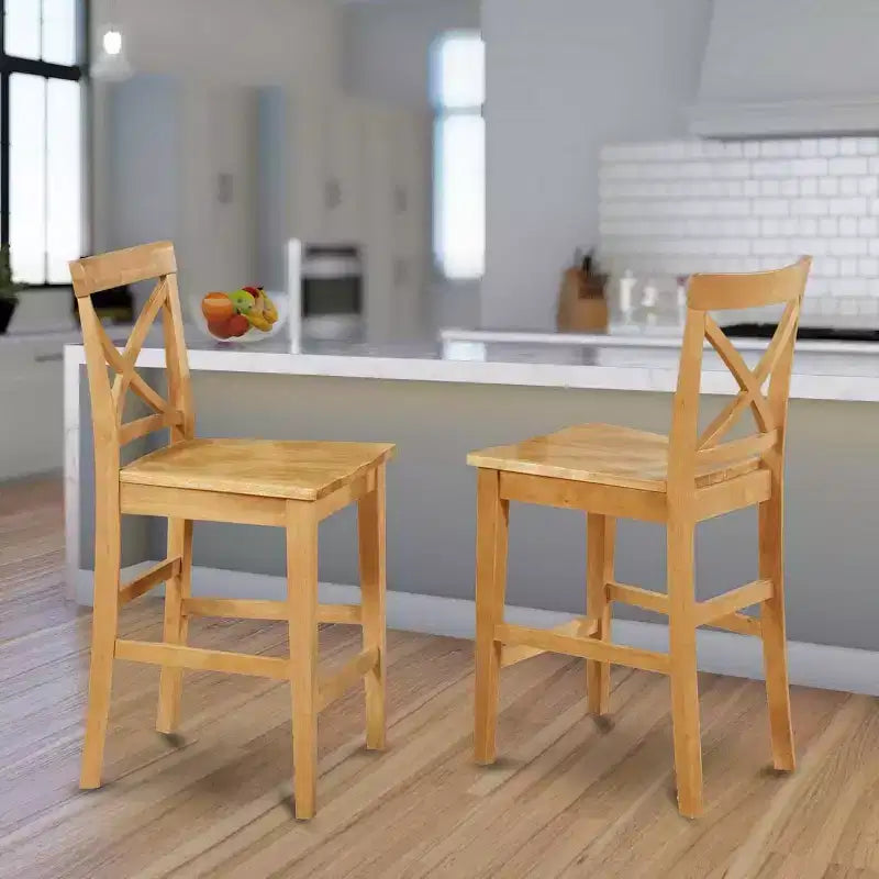 HomeStock 41.5 in.H Brown Finish High Back Wooden Counter Barstool in Rectangle Shape with Wood Unupholstered