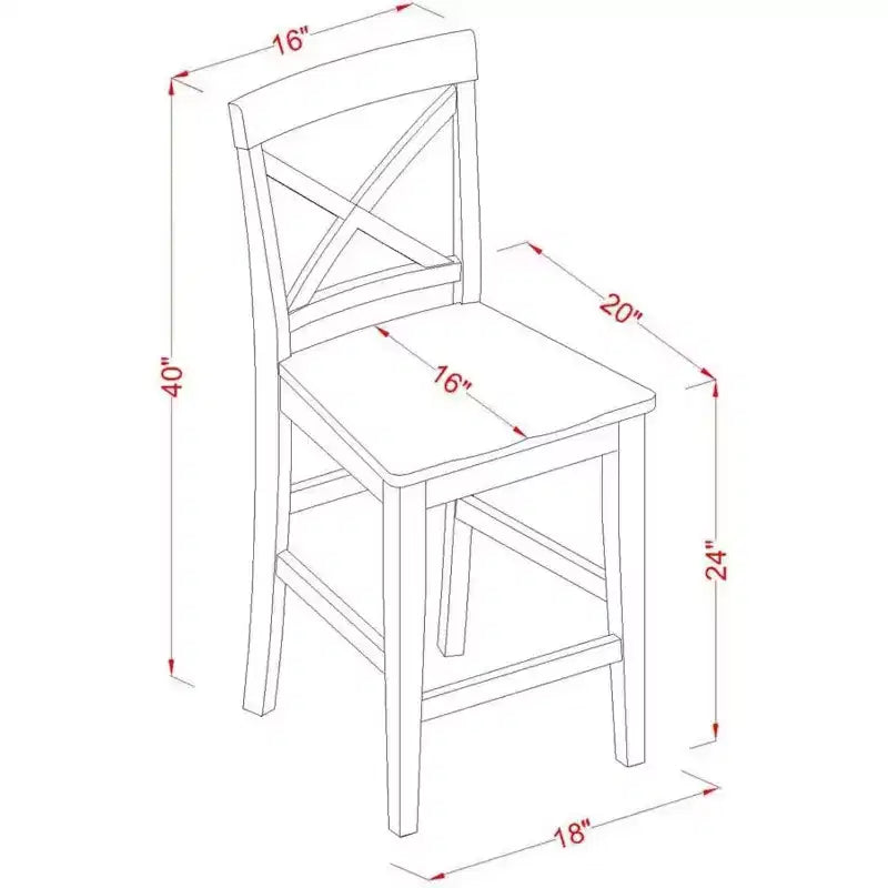 HomeStock 41.5 in.H Brown Finish High Back Wooden Counter Barstool in Rectangle Shape with Wood Unupholstered