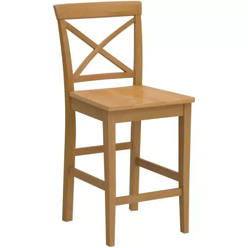 HomeStock 41.5 in.H Brown Finish High Back Wooden Counter Barstool in Rectangle Shape with Wood Unupholstered
