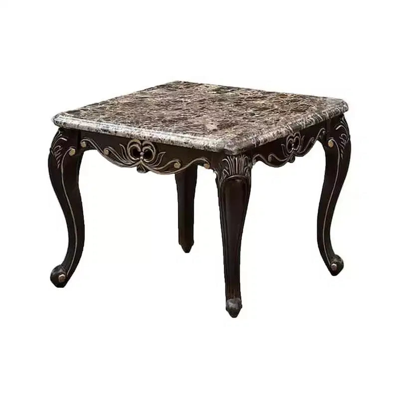 Royal Hampton End Table, Dark Walnut Brown Wood, Carved Details, 28 Inch