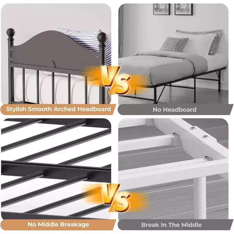 Acekool Daybed with Pop-Up Trundle, Metal Twin Bed Frame with Sofa-to-Bed Headboard, Reinforced Steel Slat Support, Rustic Brown
