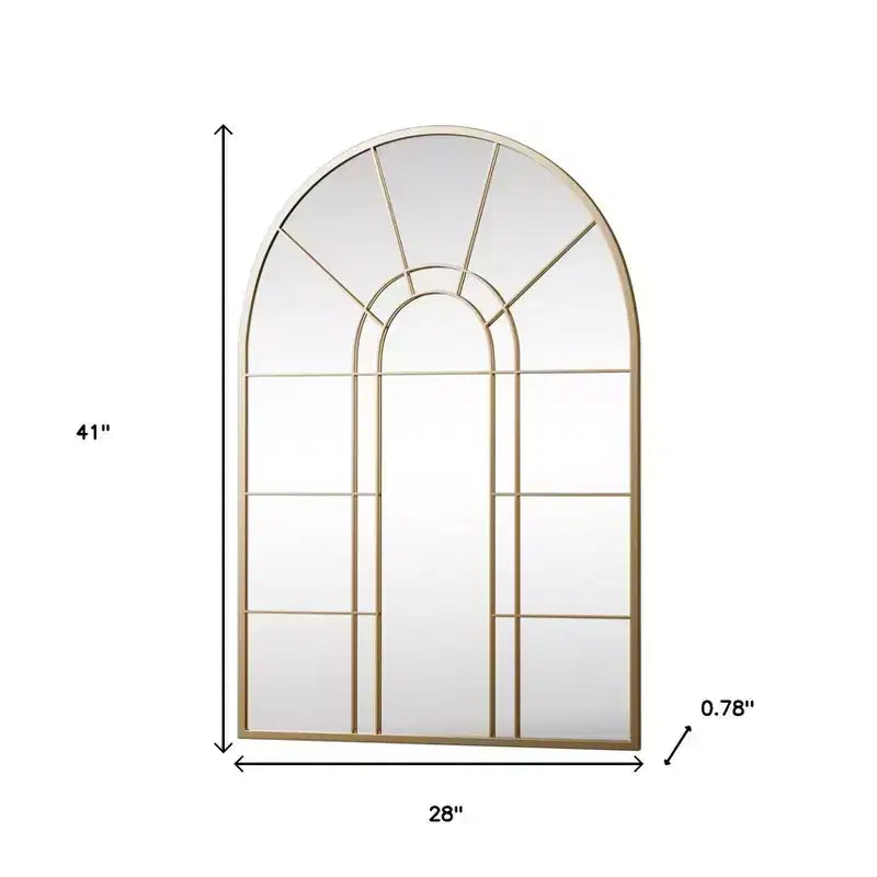 HomeRoots 41 Black Metal Arch Window Pane Framed Accent Mirror