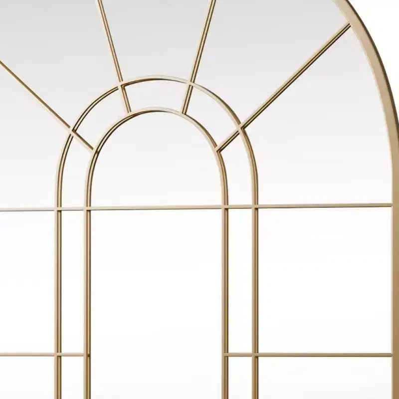 HomeRoots 41 Black Metal Arch Window Pane Framed Accent Mirror