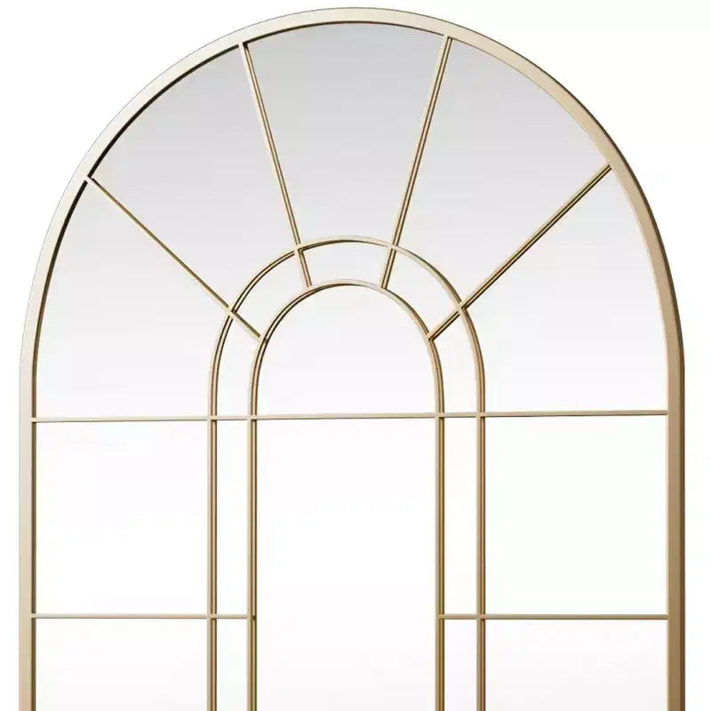 HomeRoots 41 Black Metal Arch Window Pane Framed Accent Mirror