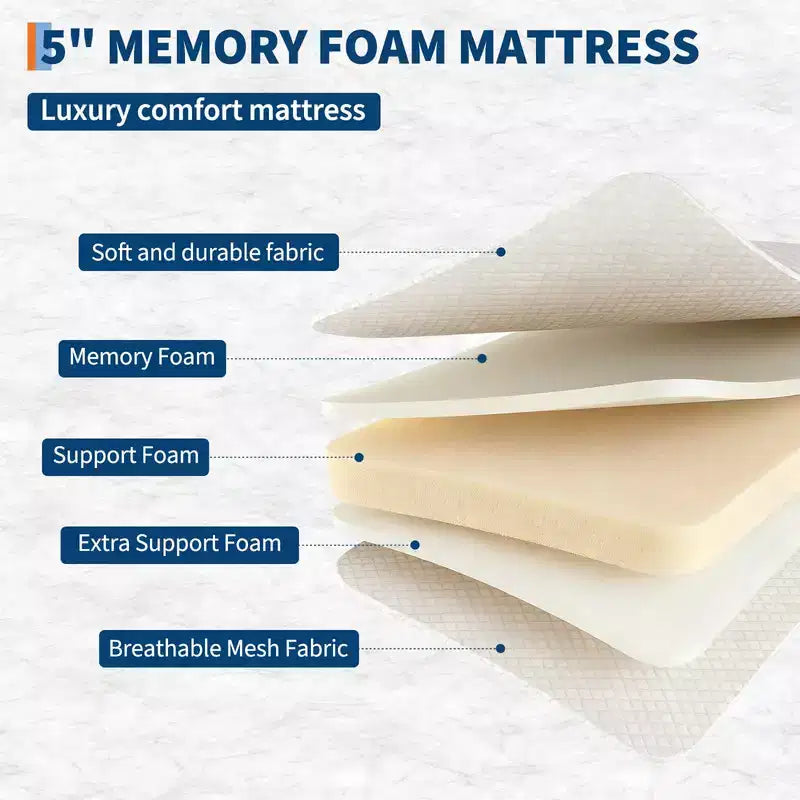 Coolmee Folding Bed with Mattress, Portable Foldable Bed on Wheels with Side Storage Pocket for Office, Bedroom, Space Saving, Easy Storage