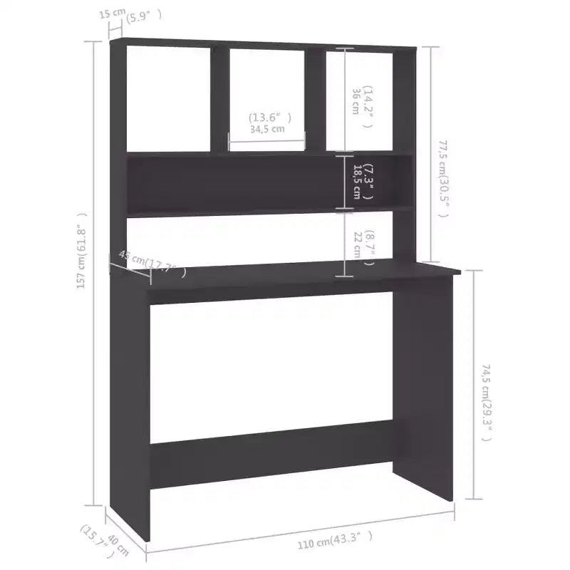 Clihome Modern Floating Desk, Floating Desk with 3 Shelves,Wall Mounted Computer Desk with Matte Finish for Small Spaces