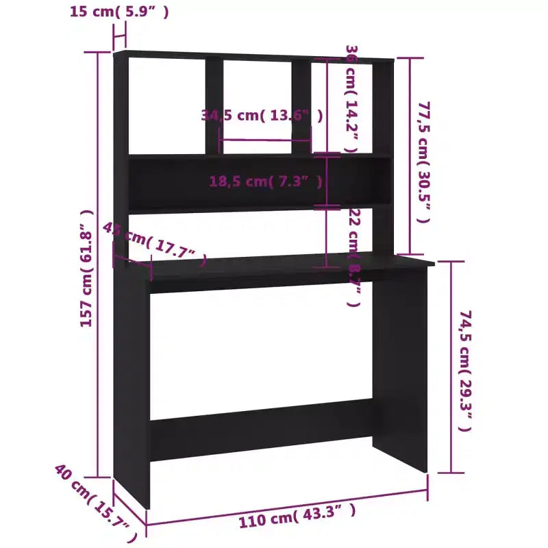 Clihome Modern Floating Desk, Floating Desk with 3 Shelves,Wall Mounted Computer Desk with Matte Finish for Small Spaces