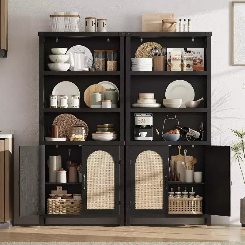 Bookshelf and Bookcase with Doors, 71 in Tall Bookshelf with Storage Cabinets for Home Office